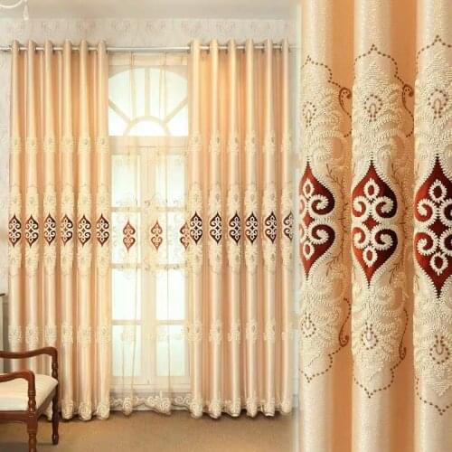 High-Grade European Luxury curtainsfor living room bedroom windows treatment Jacquard embroidered rope curtain drape