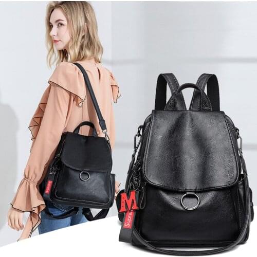2020 Women Leather Backpacks Vintage Female Shoulder Bag Sac a Dos Travel Ladies Bagpack Mochilas School Bags For Girls Preppy