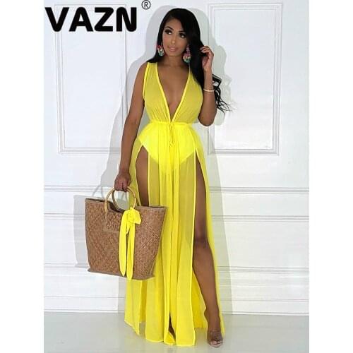 VAZN GZSC10175 Deep V-neck Elegant Young Formal Slim Party Sexy Night Club Dress 2019 Sleeveless dress Women Dress