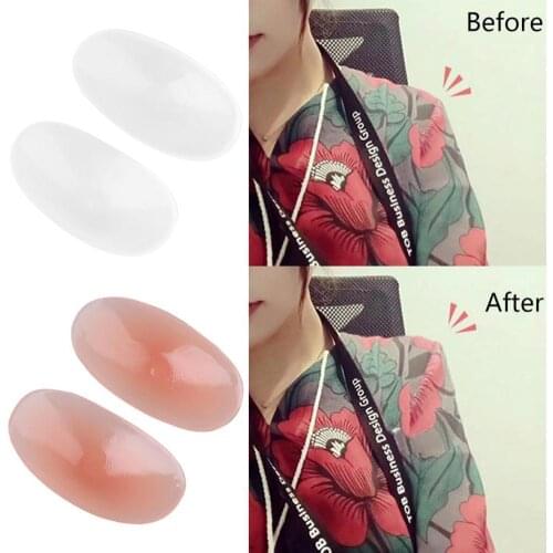 1 Pair Self-Adhesive Soft Silicone Shoulder Anti Slip Shoulder Pads Reusable Shoulder Enhancer Clothing Push-up Cushions