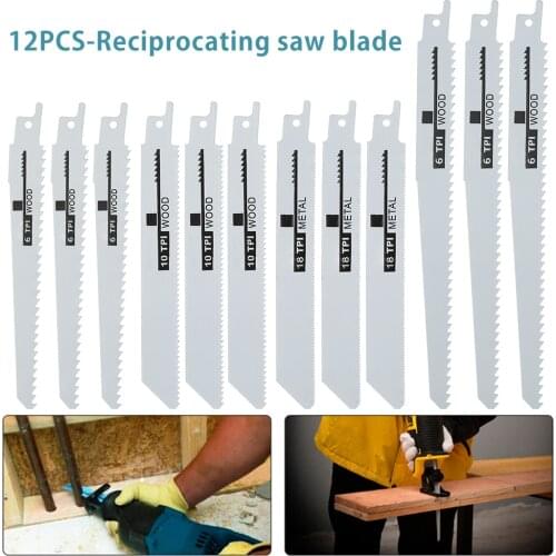12pcs Reciprocating Saw Blades Saber Saw Handsaw Multi Saw Blade For Cutting Wood Metal For Bosch Makita Dewalt DIY Tools
