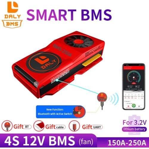 18650 smart LiFePO4 4S BMS 12V 150A 200A 250A Bluetooth 485 to USB device NTC UART togther Lion LiFePO4 LTO Batteries With Fan