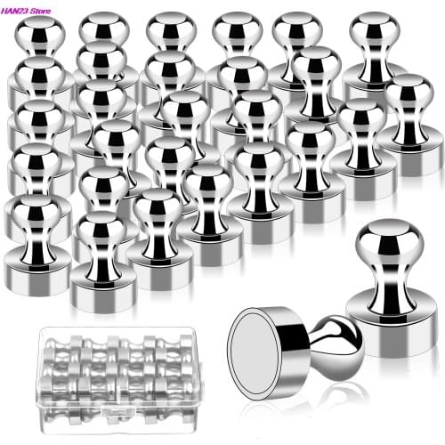32 Pieces Metal Magnetic Push Pins Magnetic Thumb Tacks with 1 Plastic Storage B