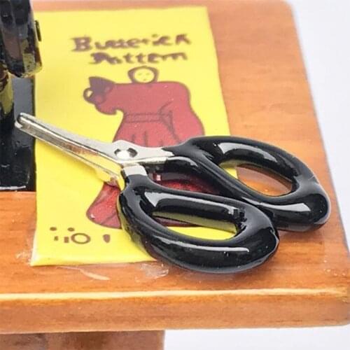 4 Set 1/12 Dollhouse Miniature Metal Black Scissors Room Life Scenes Decoration Accessories