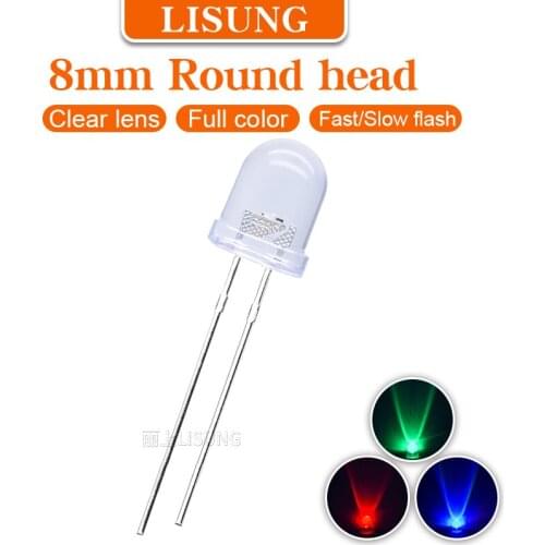 500Pcs/Bag 8mm Rgb Led 2 Legs Fast Slow Flashing Round Water Clear Lens Fullcolor Led Diode Lamp2pins Through Hole