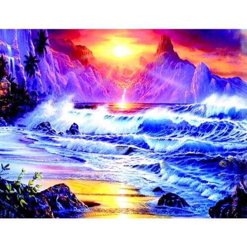 5D Diamond Painting beach sea Full Square Diamond Mosaic New Arrivals Diamond Embroidery Cross Stitch home Decoration
