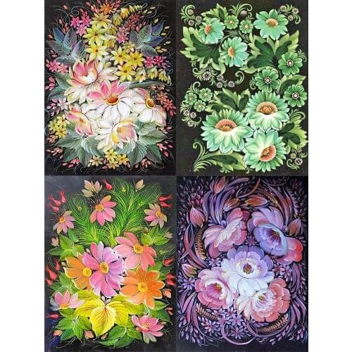 5D DIY Diamond Painting Flowers Full Round Rhinestone Embroidery Mosaic Cross Stitch Paint for Home Wall Decoration