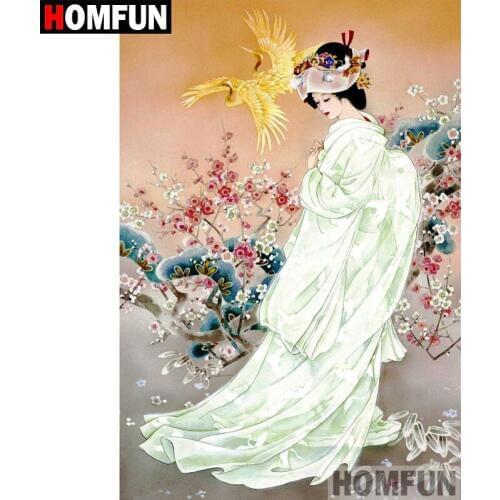 HOMFUN Full Square/Round Drill 5D DIY Diamond Painting "Woman flower" Embroidery Cross Stitch 5D Home Decor Gift A08675