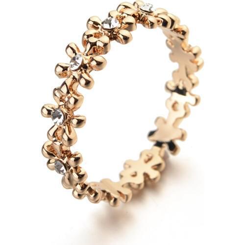 Brand TracysWing Austrian Crystals Rose gold Color Fashion Flower Rings for Women Heathy Anti Allergies # RG95118