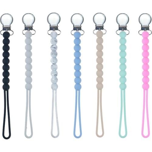 Baby Silicone Beads Pacifier Clips Chain BPA Free Soother Chains Chewable Clip Holder Baby DIY Teething Gifts Food Grade