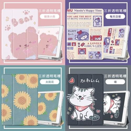 For iPad 10.5 10.2 Pro 11 inch Case with Pencil Holder for iPad Air 1 2 3 Mini5 Slim Fold Stand Silicone Funda A2200 A2198 A2232