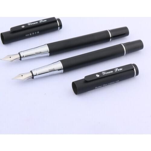 Matte black pen gift classic Metal Silver piece Fountain Pen