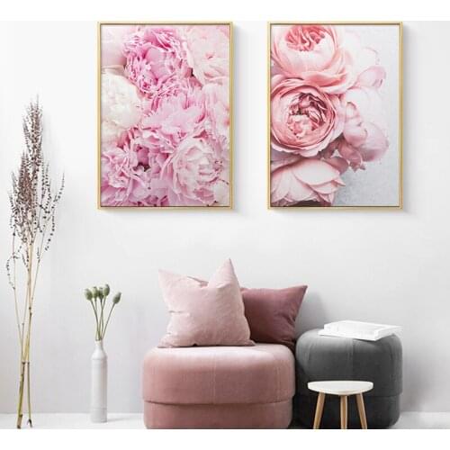 Peony Flower Canvas Poster Nordic Blush Floral Botanical Print Wall Art Painting Scandinavian Decoration Picture Room Decor