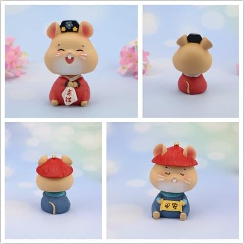 Retro Court Rat Decoration Crafts Home Decor Shaking Head Mouse Ornaments Car Interior Accessories Dashboard Sculpture Toys
