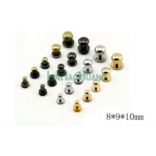 DIY 45sets/lot 8*9*10mm big metal brass screw rivets knob leather craft stud rivets watchband belt round silver/black/gold
