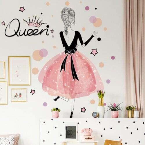 Fairy Girl Wall Stickers for Miss House Kids Room Baby Bedroom Decoration Flowers DIY Vinyl Wallpaper Art Home Decal 2021 New