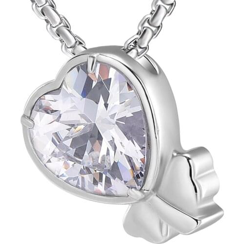 JJ01 Hold Clear Crystal Heart Clover Stainless Steel Cremation Jewelry Ashes Holder Keepsake Memorial Pendant For Women Men