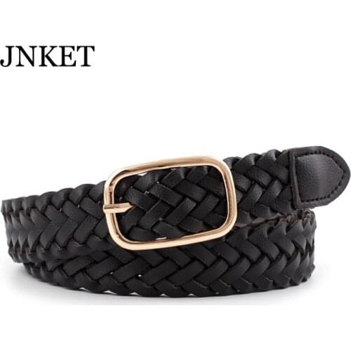 JNKET New Fashion Women Woven Belt PU Leather Waist Belt Waist Strap Pin Buckle Waistband Cinturon Jeans Belt