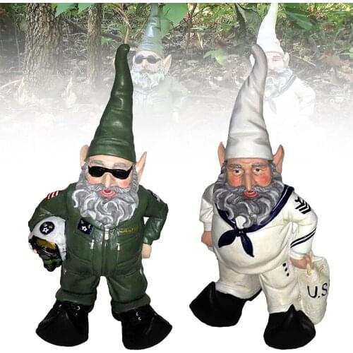 Dwarf Ornaments American Soldier Green Uniform Air Force Dwarf White Uniform Navy Sailor Statue can CSV