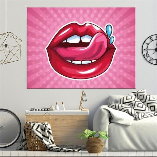 Canvas Nordic Art Painting Prints Red Lips Sexy Home Decor Posters Wall Artwork Modern Bedroom Modular Pictures Home Decoration