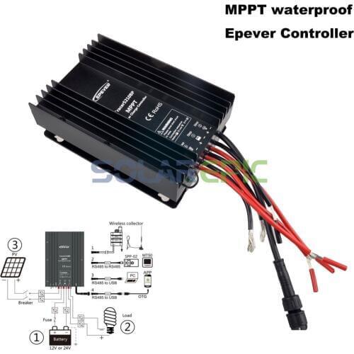 Epever 20A MPPT Solar Charge Controller 12V/24V Waterproof Regulator TracerBP Lithium Battery MPPT Controller 60V/100V PV Input