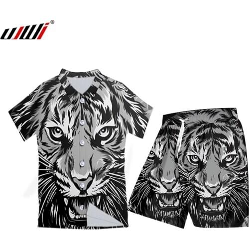 UJWI Summer Harajuku 3d Printed Tiger 2-piece Suit Hawaiian Shirt Unisex Hip Hop Punk Casual T-shirt Tracksuit Set Suppliers