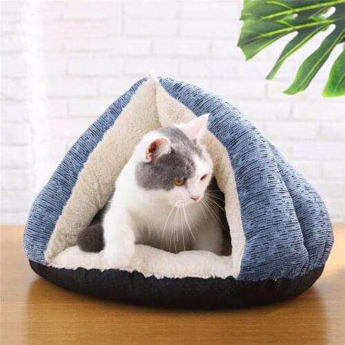 Pet bed for Cats Dogs Soft Nest Kennel Bed Cave House Sleeping Bag Mat Pad Tent Pets Winter Warm Cozy Beds 2 Size S L 3 Colors