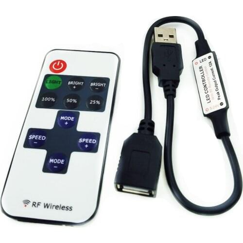 11 Keys LED Strip Controller Mini Dimmer RF Remote 5V USB interface Controller For 5050/2835 Single Color LED strip