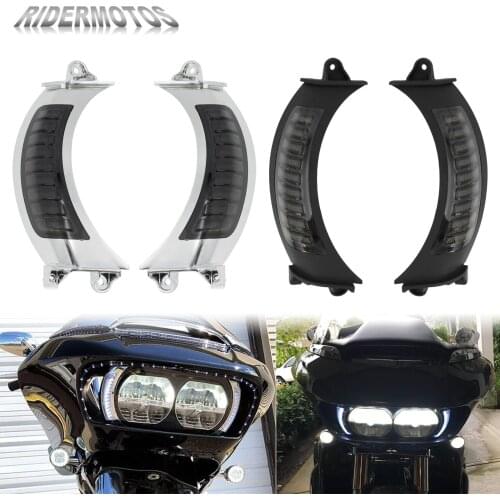 Motorcycle Side Marker Turn Signal Light Blinker Amber/ White LED Running Light For Harley Touring Road Glide Limited 2015-2019