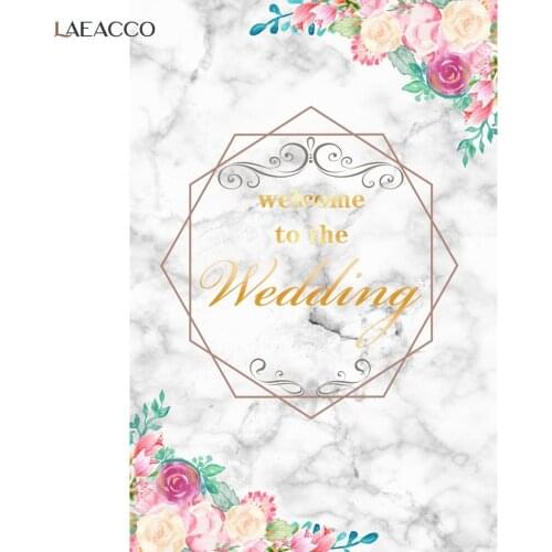 Laeacco Marble Wedding Backgrounds For Photography Flowers Texture Customized Poster Portrait Love Photo Backdrop Photo Studio