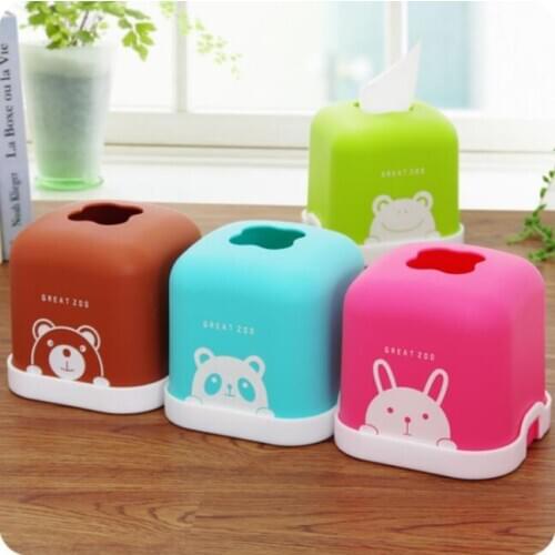 Cartoon Animal Plastic Cute Tissue Box Household Desktop Roll Storage Box Bathroom Thickening Tissue Holder