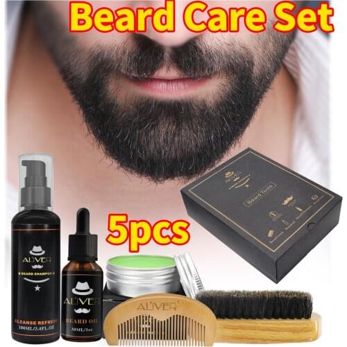 2021 hot sale Men Beard Kit Styling Tool Beard Bib Aprons Balm Beard Oil Comb Moisturizing Wax Styling Scissors Beard Care Set