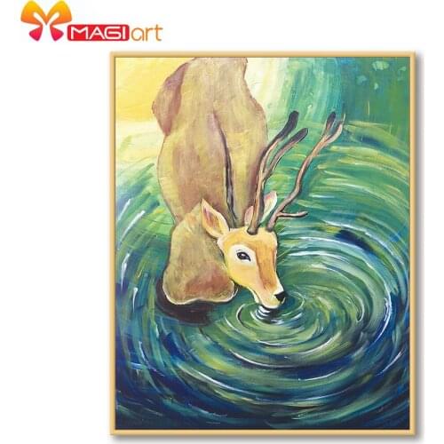 Cross stitch kits Embroidery needlework sets 11CT water soluble Canvas Patterns 14C Full Landscape Fawn -NCMA155