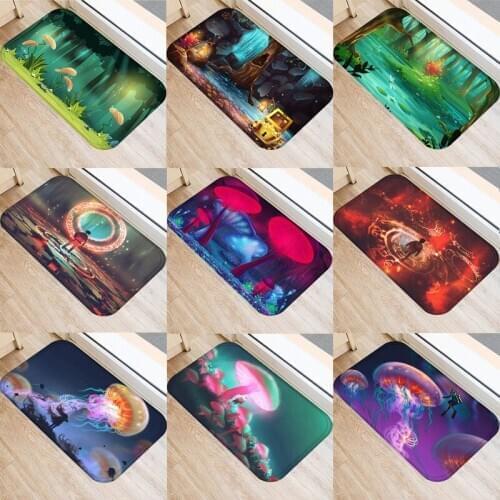 Tree Kitchen Anti-slip Mat Bath Carpet Colorful Jelly Fish Floor Mat Home Entrance Doormat Absorbent Living Room Floor Mats