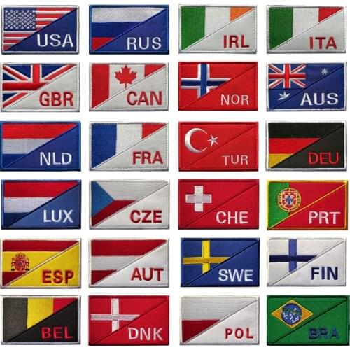Country Flag Velcros Patches Russia Ukraine France EU Netherlands Chile Norway Spain Belgium Germany Flag Tactical stripe Badge