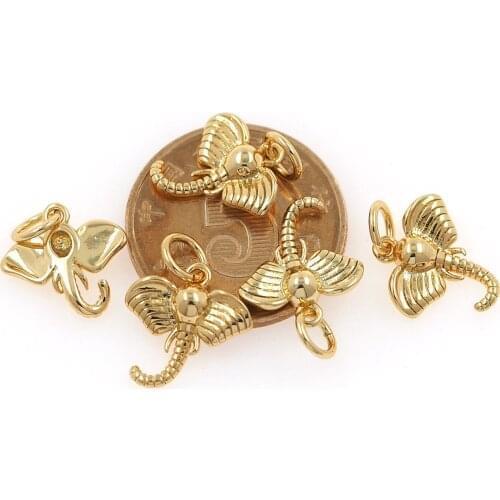 18K Copper plated Real Gold Elephant Head Pendant Animal Accessories DIY Accessories Bracelet Necklace Pendant