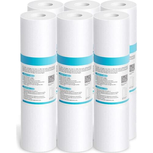 5 Micron Water Filter Replacement 10"x 2.5" Polypropylene Sediment Filter Cartridge for Whole House, Compatible (6 Pack)