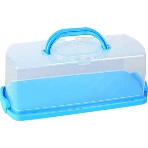 Portable Bread Box with Handle Loaf Cake Container Plastic Rectangular Food Storage Keeper Carrier 13Inch Translucent Dome for P