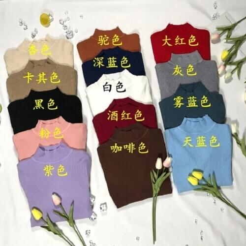 Bottom Shirt Long-Sleeved knitted pullovers Womens 2020 Autumn winter Thin Black Sweater turtleneck Tight Slim Sweater women