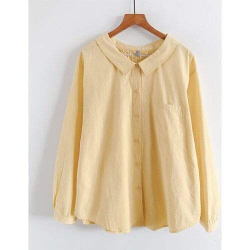 Han Fan Autumn WomenS Blouse New Style Thin Temperament Large Lapel Design Loose Blouses Solid Color Long Sleeve Shirt Women