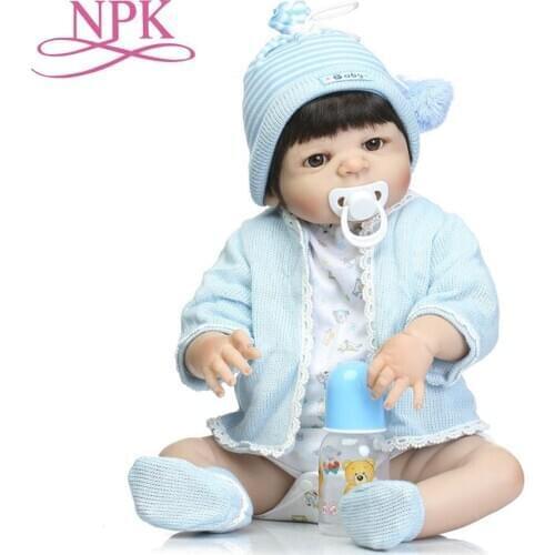 NPK 23" Full body Silicone bebe doll reborn boy doll toy for children xmas gift bebe alive bonecas reborn de silicone