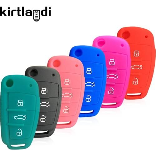 Silicone Car Key Cover Case for Audi A3 8p A6 C6 A4 A1 A5 A7 A8 R8 Tt S5 S6 S7 S8 Sq5 Q5 Q7 Rs5 Fold Flip Remote Keychain Holder