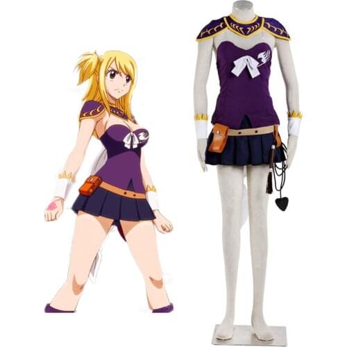 Fairy Tail Lucy Cosplay Costume Purple Tailor Made Any Size