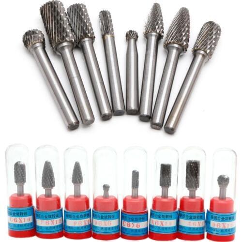 8Pcs 1/4" Tungsten Carbide Burr Bit 6mm Rotary Cutter Files CNC Engraving Tool Nice Gifts -B119