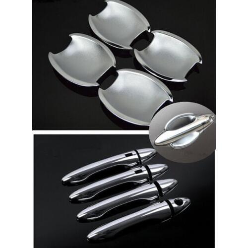 High Quality Chrome Car Door Handle Cover + Car Bowl Trim with smart entry buttons For Hyundai IX35 Tucson 2009 - 2014