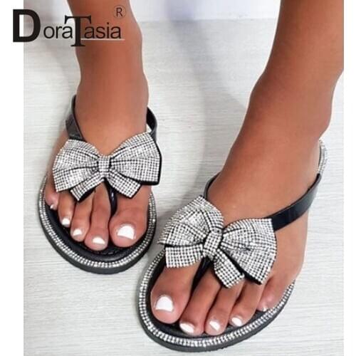 DORATASIA Ins Hot Female Open Toe Summer Slippers Beach Flip Flop Slippers Women Butterfly Knot Slip On Casual Shoes Woman