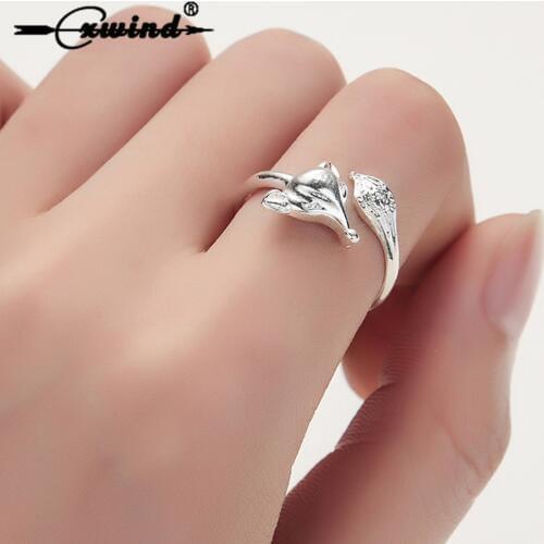 Cxwind Fashion Animal Fox Ring Adjustable Fox Ring for Woman Party Wedding bague femme Rings Jewelry