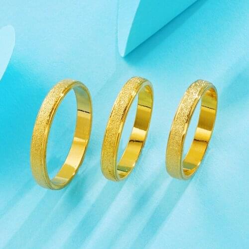 Female Frosted Ring Fashion Yellow Gold Filled Big Round Ring Promise Love Engagement Rings For couple
