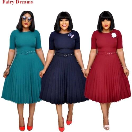African Dress For Women Summer Style Office Dresses Short Sleeve Red Blue Green Plus Size African Clothing 3XL 2020 Fairy Dreams