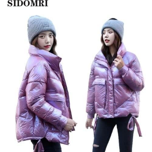 Winter womens jacket fashion style thick down cotton dress bright side short loose cotton-padded coat coat bread dress ladies o